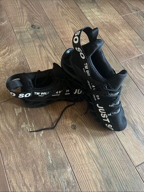 JUST SO Women's Black Athletic Sneakers with Bold White Logo Accents